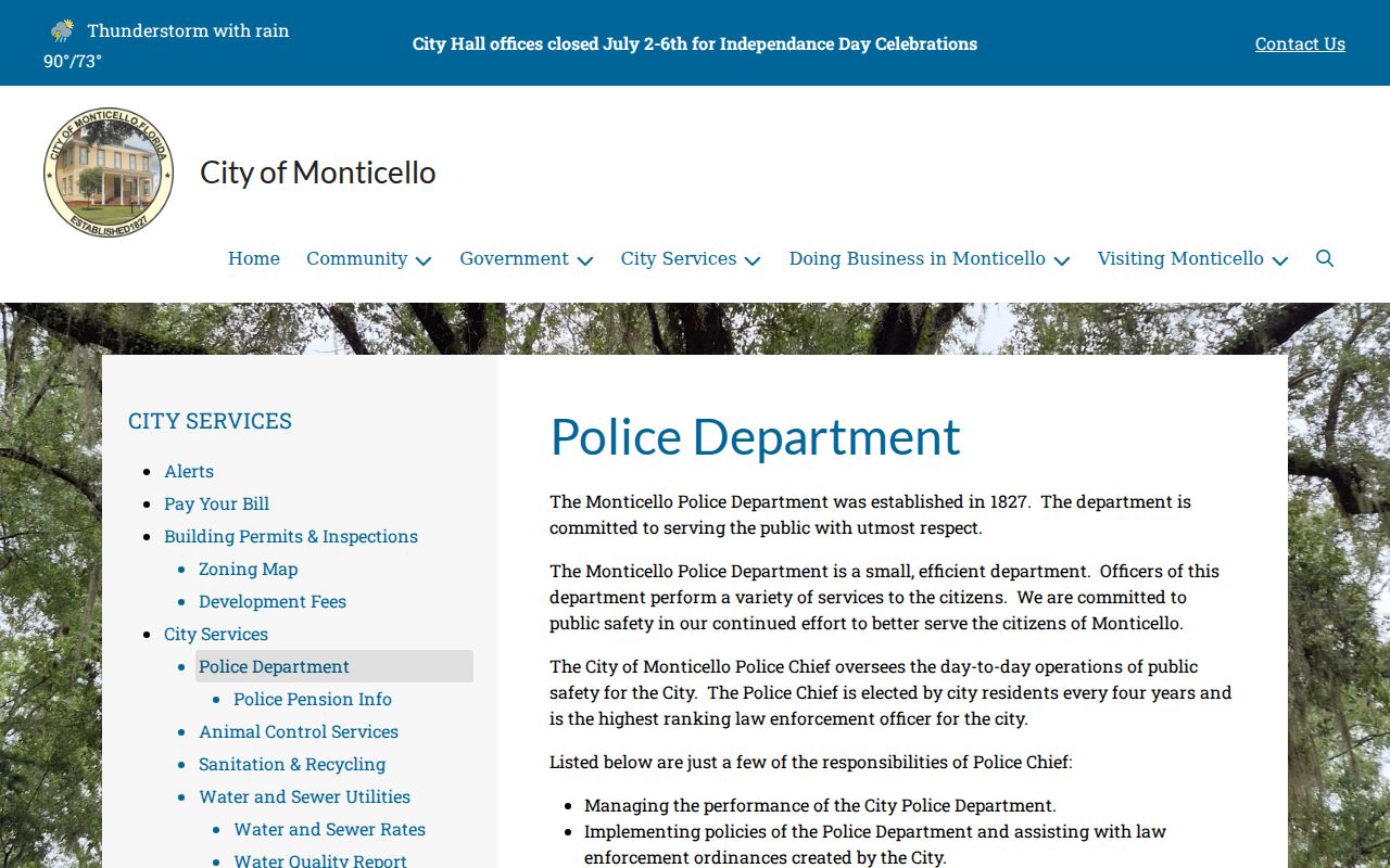 Official Monticello Police Department page